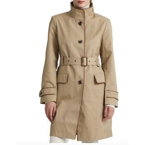 $220 New Lauren Ralph Lauren Women's Belted Raincoat Jacket Large (12-14)